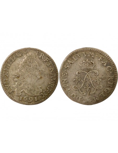 Louis XIV Aux Deux L 4 sols Argent 1691 A - Paris