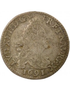 Louis XIV Aux Deux L 4 sols Argent 1691 A - Paris 2