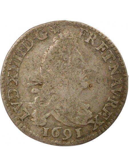 Louis XIV Aux Deux L 4 sols Argent 1691 A - Paris