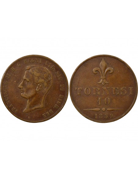 Royaume des Deux-Siciles François II 10 tornesi Cuivre 1859 R Rome