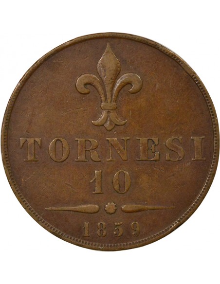 Royaume des Deux-Siciles François II 10 tornesi Cuivre 1859 R Rome