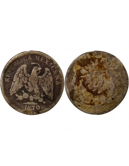 Mexique 5 centavos Argent 1870 Mo Mexico City