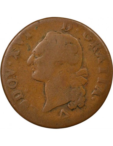 Louis XVI A l'Ecu 1 sol Cuivre 1791 R Orléans