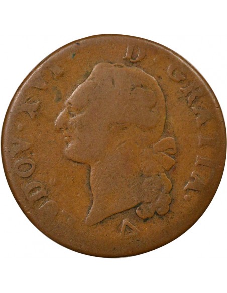 Louis XVI A l'Ecu 1 sol Cuivre 1791 R Orléans