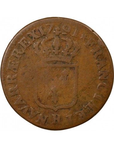 Louis XVI A l'Ecu 1 sol Cuivre 1791 R Orléans