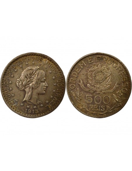 Brésil Etoiles Déliées 500 reis Argent 1913 A Berlin