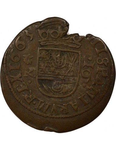 Espagne Felipe IV 16 maravedis Cuivre 1663 La Corogne