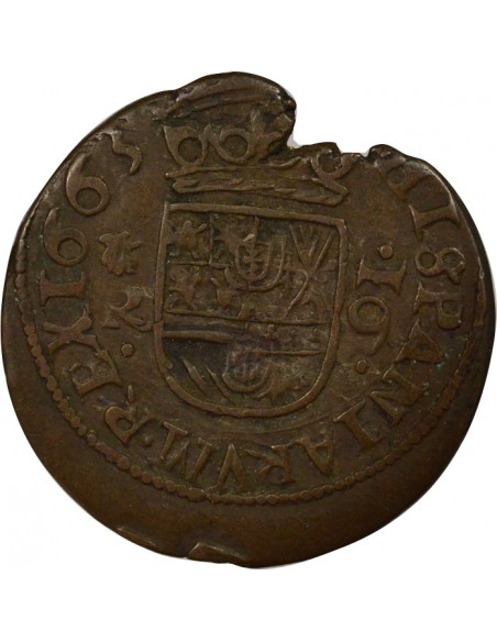 Espagne Felipe IV 16 maravedis Cuivre 1663 La Corogne