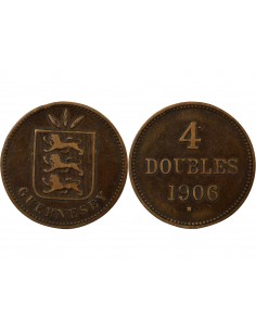Guernesey 4 doubles Bronze 1906 H Heaton