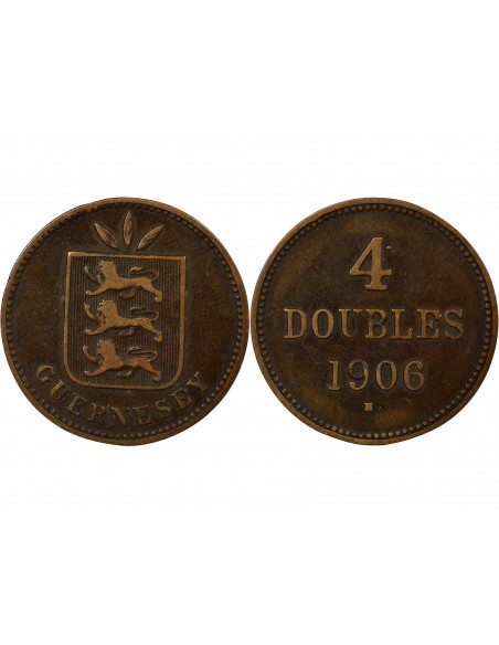 Guernesey 4 doubles Bronze 1906 H Heaton