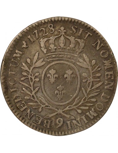 Louis XV Aux Rameaux d'Olivier 1/2 écu Argent 1728 9 Rennes