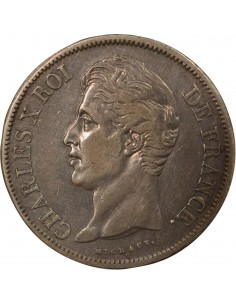 Charles X Tranche en Creux 5 francs Argent 1829 Q Perpignan 2