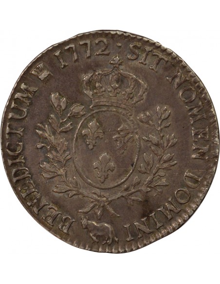 Louis XV A la Vieille Tête 1 écu Argent 1772 Pau