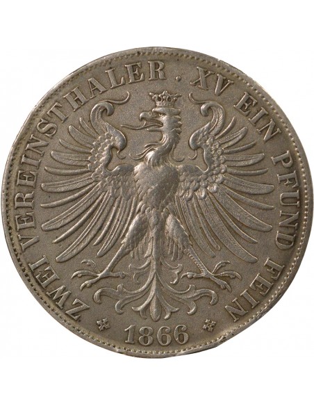 2 thalers Argent 1866 Francfort (C)