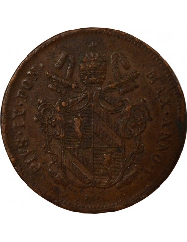 Etat Pontifical Pie IX 2 baiocchi Cuivre 1850 R Rome