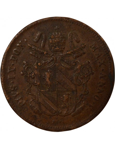 Etat Pontifical Pie IX 2 baiocchi Cuivre 1850 R Rome