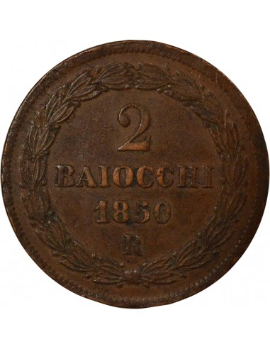 Etat Pontifical Pie IX 2 baiocchi Cuivre 1850 R Rome