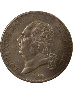 Louis XVIII Tête nue 5 francs Argent 1823 A - Paris 2