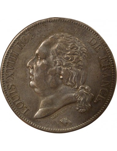 Louis XVIII Tête nue 5 francs Argent 1823 A - Paris