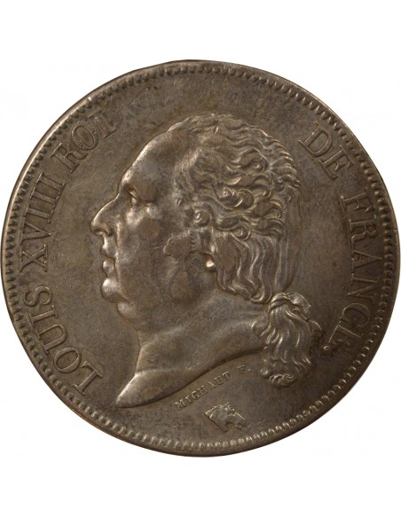 Louis XVIII Tête nue 5 francs Argent 1823 A - Paris