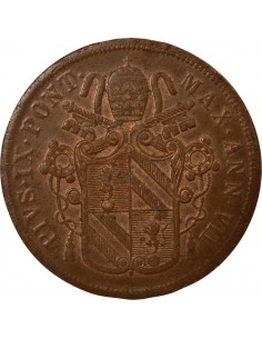 Etat Pontifical Pie IX 5 baiocchi Cuivre 1852 R Rome 2