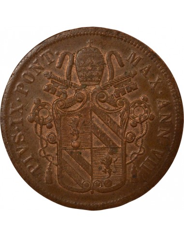 Etat Pontifical Pie IX 5 baiocchi Cuivre 1852 R Rome