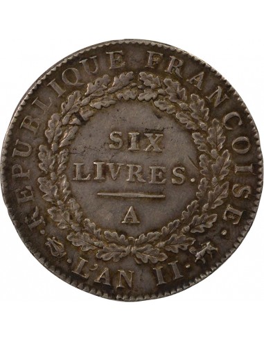 Au Génie 6 livres Argent 1793 A Paris