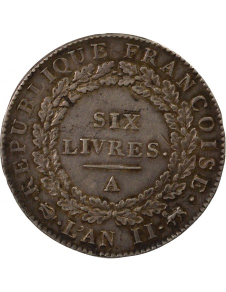 Au Génie 6 livres Argent 1793 A Paris