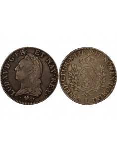 Louis XV A la Vieille Tête 1 écu Argent 1773 L Bayonne