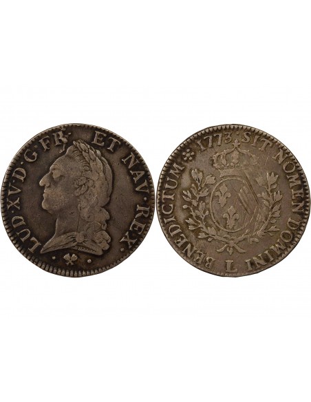 Louis XV A la Vieille Tête 1 écu Argent 1773 L Bayonne