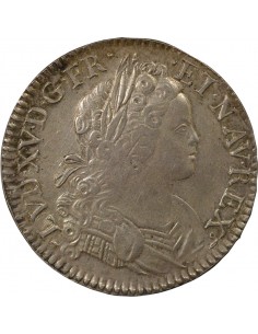 Louis XV De Navarre 1 écu Argent 1718 B Rouen 2