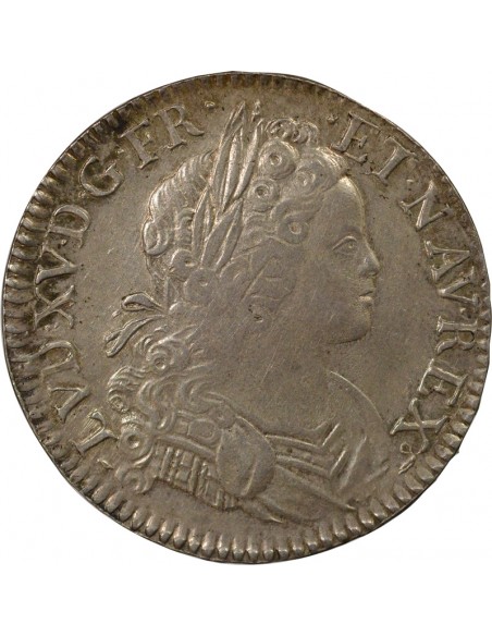 Louis XV De Navarre 1 écu Argent 1718 B Rouen