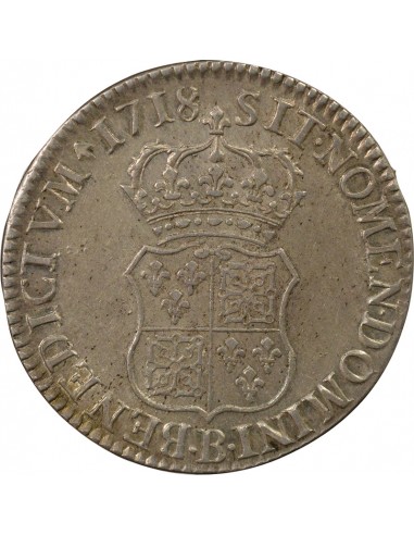 Louis XV De Navarre 1 écu Argent 1718 B Rouen