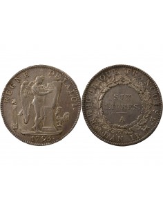 Au Génie 6 livres Argent 1793 A Paris