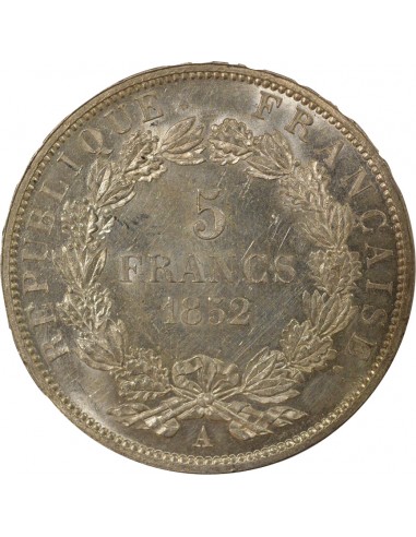 Bonaparte Charles Louis Napoléon (Napoléon III) Tête nue 5 francs Argent 1852 A - Paris