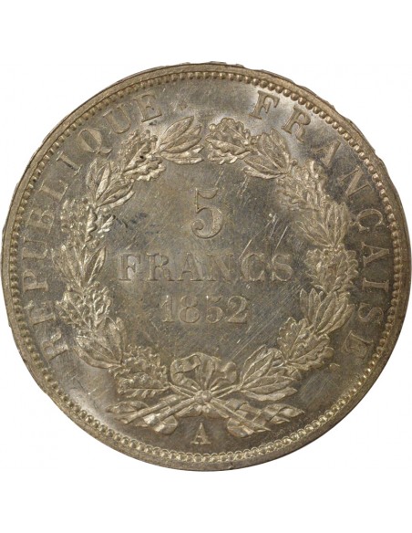 Bonaparte Charles Louis Napoléon (Napoléon III) Tête nue 5 francs Argent 1852 A - Paris
