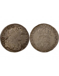 Louis XV De Navarre 1 écu Argent 1718 D Lyon