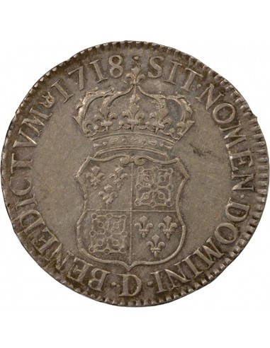Louis XV De Navarre 1 écu Argent 1718 D Lyon