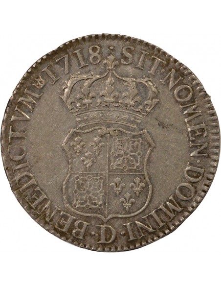Louis XV De Navarre 1 écu Argent 1718 D Lyon