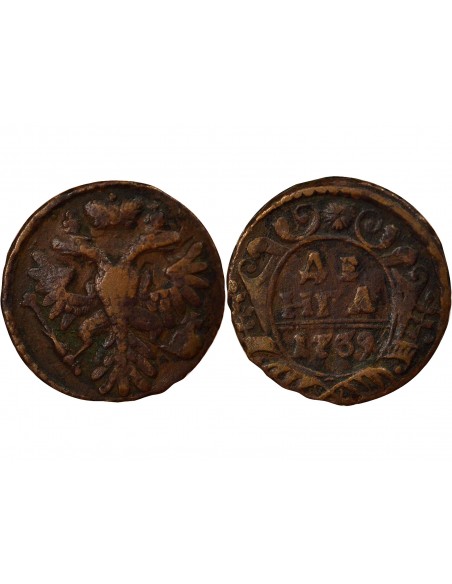 Russie Anna Ivanovna 1 denga Cuivre 1739 EM Ekaterinbourg