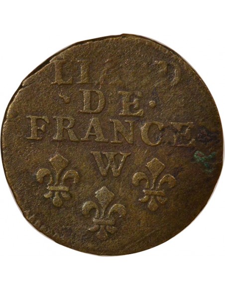Louis XIV Au Buste âgé 1 liard Cuivre 1707 W Lille