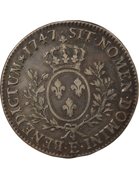 Louis XV Au Bandeau 1 écu Argent 1747 E Tours