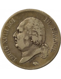 Louis XVIII Tête nue 5 francs Argent 1821 A - Paris 2