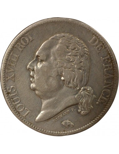 Louis XVIII Tête nue 5 francs Argent 1819 B Rouen