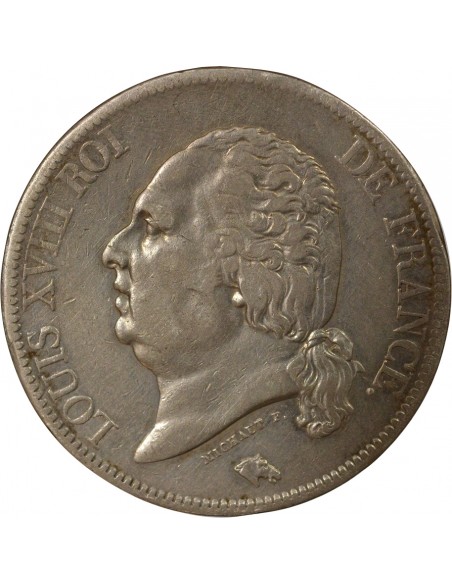 Louis XVIII Tête nue 5 francs Argent 1819 B Rouen