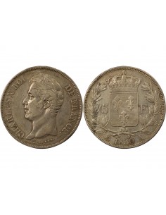 Charles X Tranche en Creux 5 francs Argent 1830 A - Paris