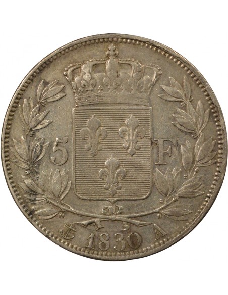 Charles X Tranche en Creux 5 francs Argent 1830 A - Paris