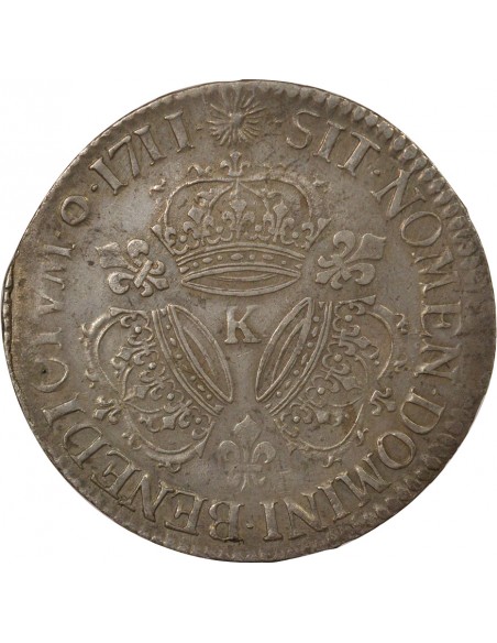 Louis XIV Aux Trois Couronnes 1 écu Argent 1711 K Bordeaux