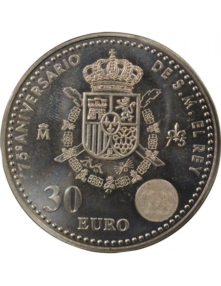 Espagne Juan Carlos I 75e Anniversaire Juan Carlos 30 euros Argent 2013 AI Madrid