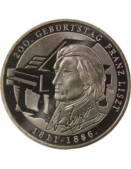 Allemagne Franz Liszt Franz Liszt 10 euros Argent 2011 G Karlsruhe